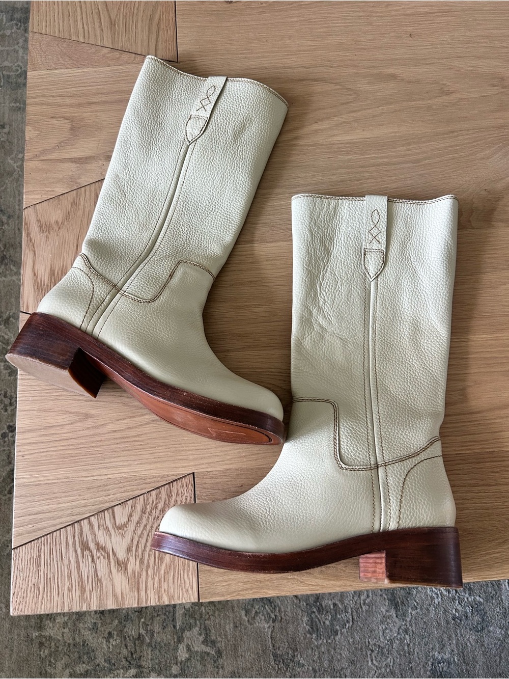 New Free People Blaze Pull On Leather Boots Parchment - Picture 6 of 10